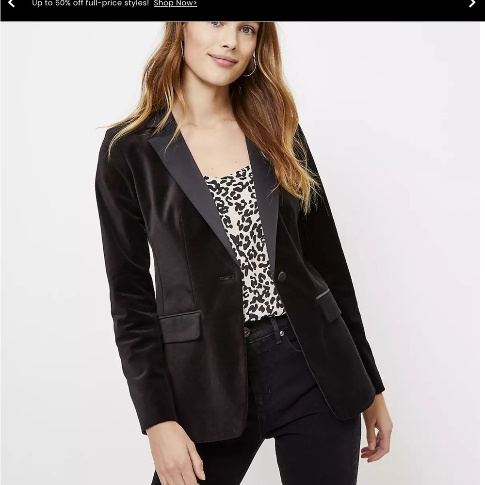 Loft Black Velvet Tuxedo Women's Blazer sz12 NWT